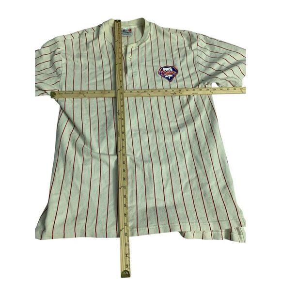 Vintage Logo Athletic  PHILIES Shirt Jersey Striped Vintage Ivory Jersey Size la - Picture 11 of 11
